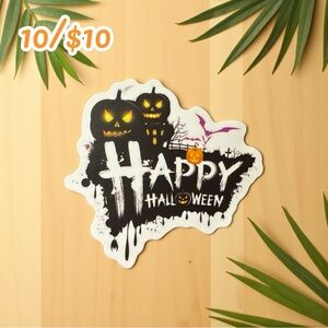 Vintage Halloween Sticker – Happy Halloween Pumpkins & Haunted House – Matte
